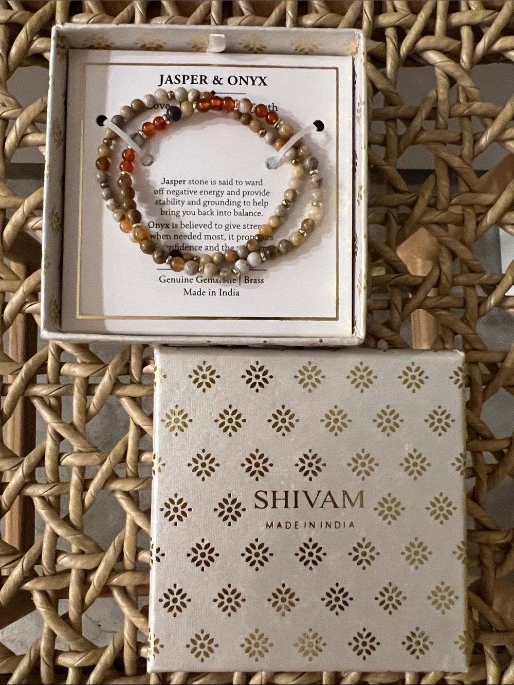 Essentia Ritual Jasper & Onyx Beaded Bracelet Set — Brown Multi